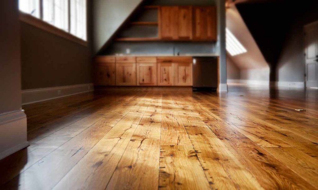 reclaimed wood flooring in artists studio