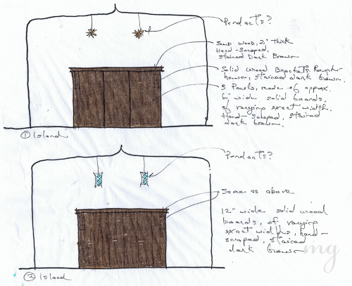 Kitchen Island  concept sketch made from reclaimed hardwood pallets