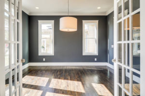 blue and white dining room