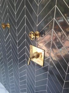 Kiln Carbon Chevron Subway Tile by Modwalls