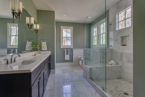 Master Bath - Classic White Marble - Marcelle Guilbeau