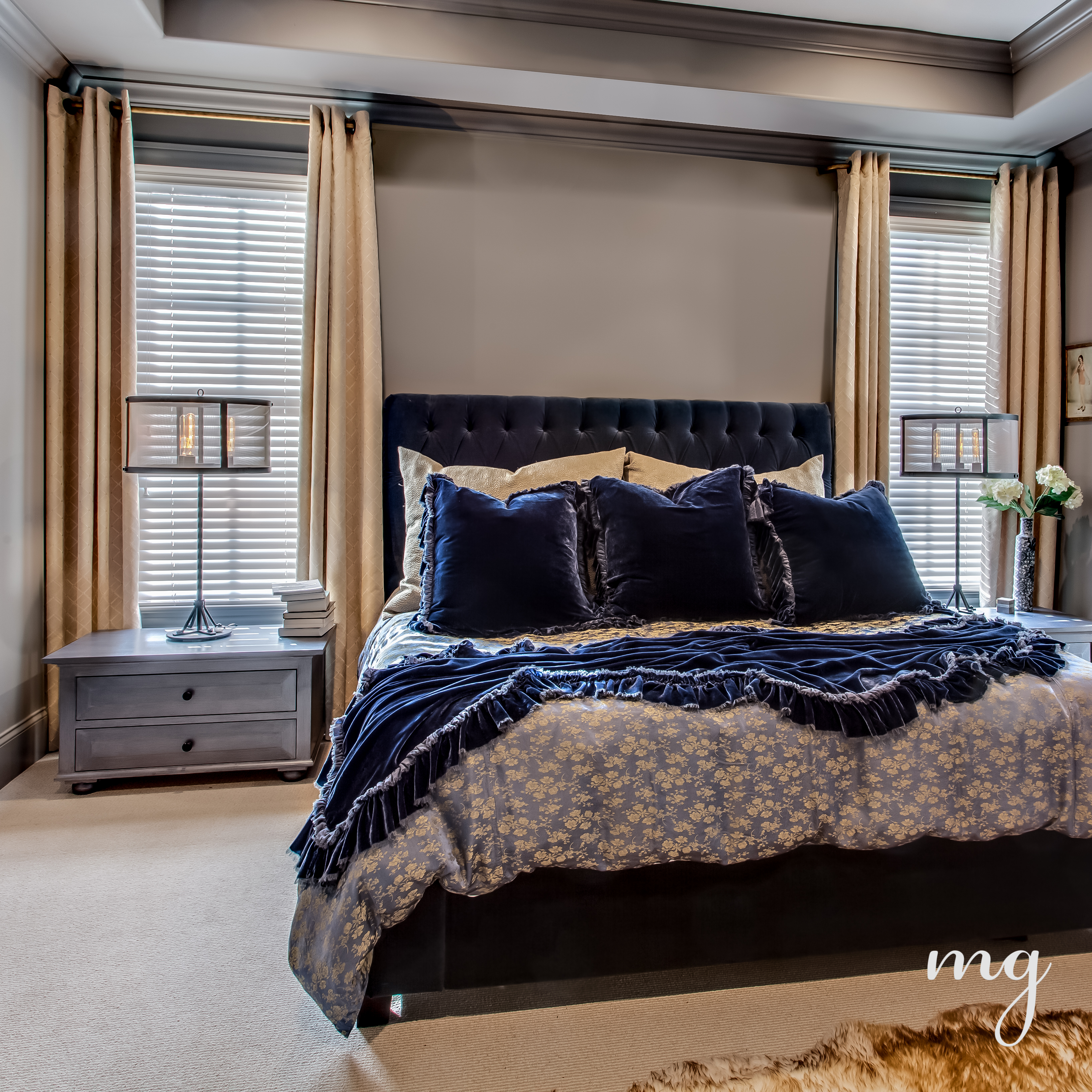 Master Bedroom Metallic Side Tables With Ball Feet