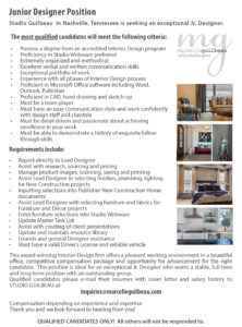 Seeking Junior Designer