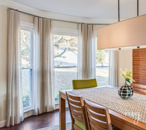 Dining Room with Linen Ripplefold Drapes