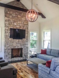 Exposed Stone Fireplace