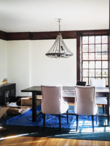 glam black and white dining room