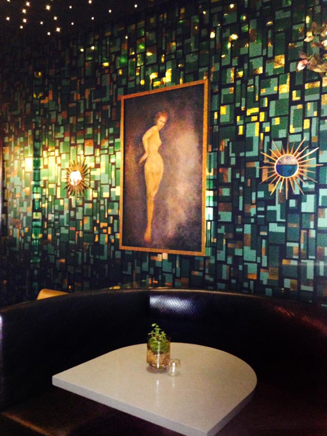 Turquoise and gold and green wallpaper Matilda Midnight