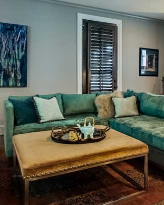 den with teal couch