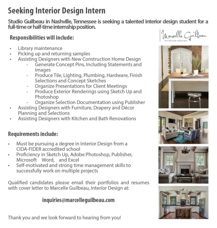 Interior Design Cover Letter Internship