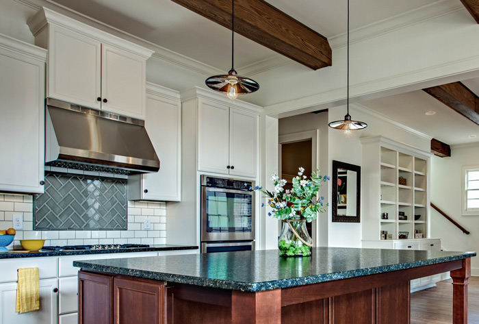 Kitchen Backsplash in Gray with Herringbone pattern