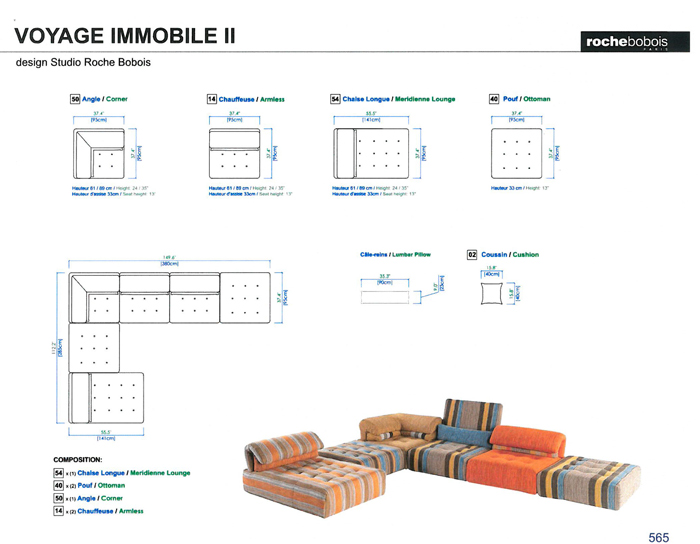 Measurements for each piece of sectional