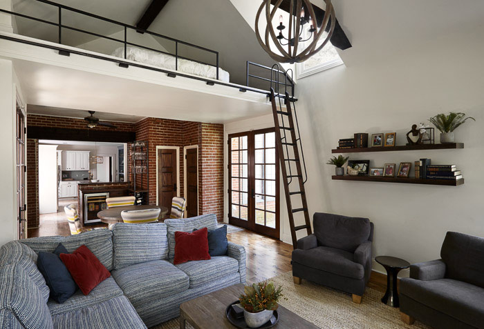 living room with loft