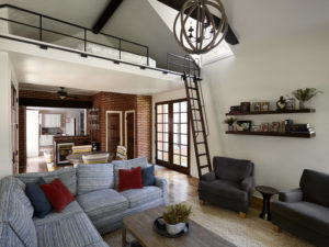 living room with loft